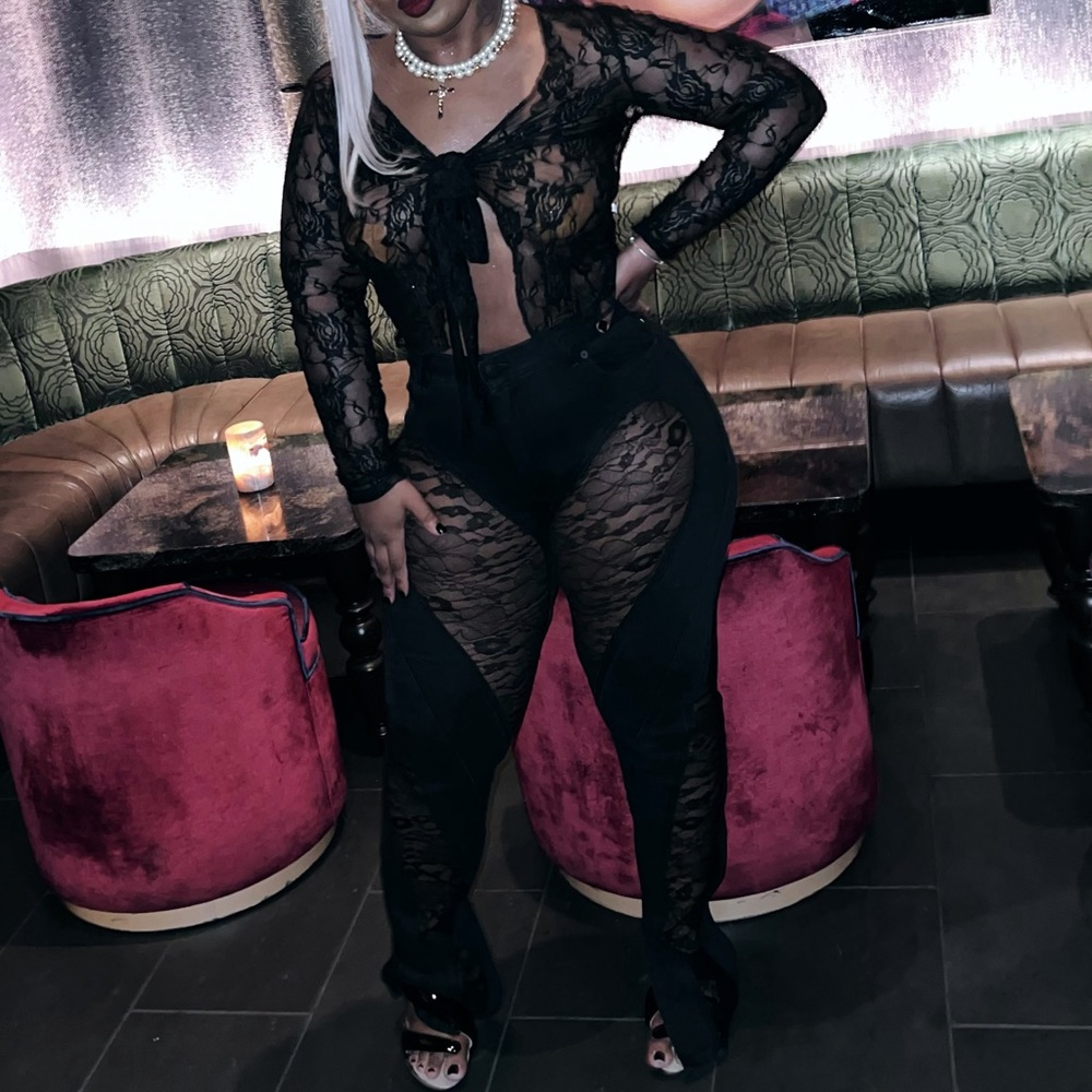 Mugler Black Paneled Lace Jeans! OPEN TO OFFERS